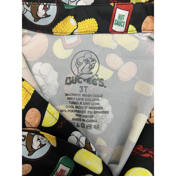 Buc-ees Button Up Shirt Size 3T Toddler Seafood Clambake Corn Hot Sauce Potatoes - Picture 4 of 4